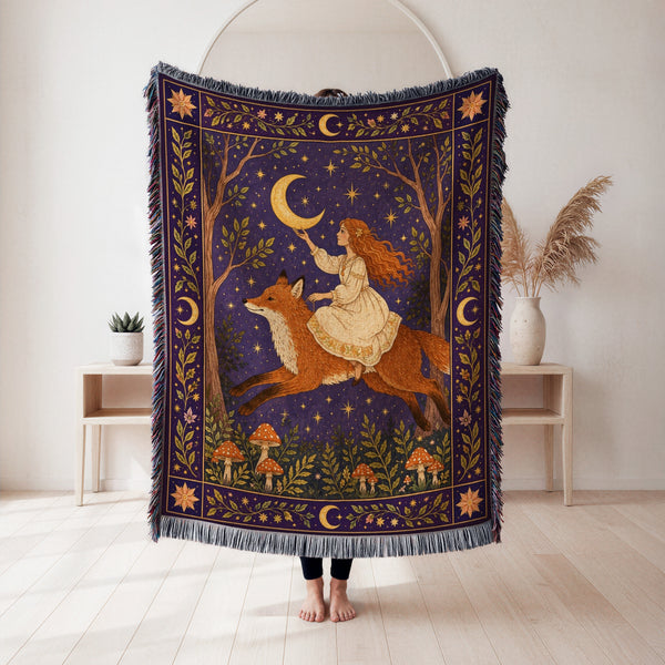 Crescent Moon Fox Blanket