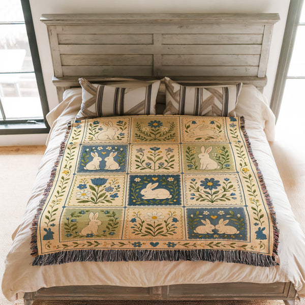 Bunnies of the Blue Meadow Blanket
