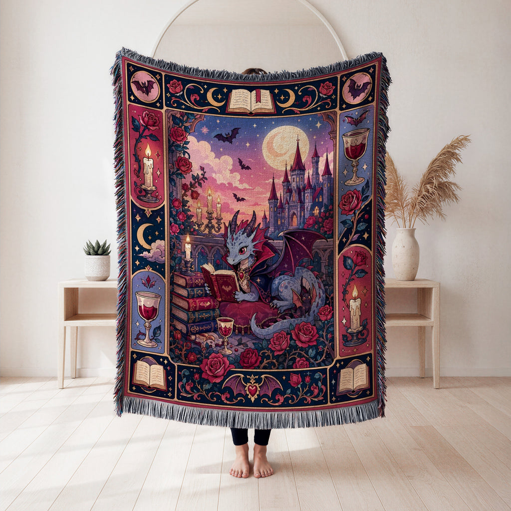 Crimson Castle Dragon Reader Blanket
