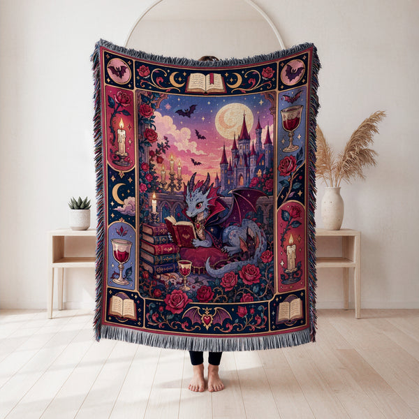 Crimson Castle Dragon Reader Blanket