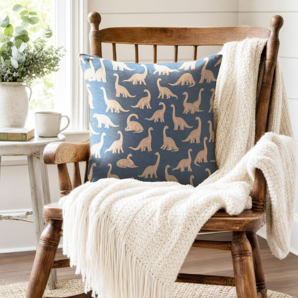 Long-Neck Dinosaurs – Blue Dinosaur Pillow