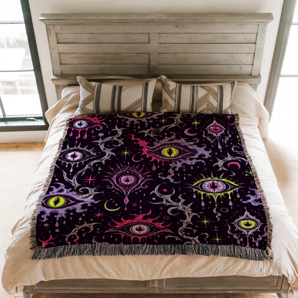 Neon All-Seeing Eyes Blanket