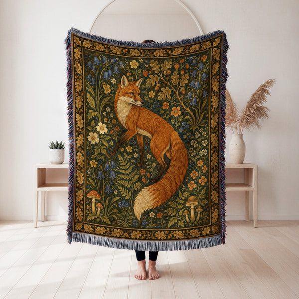 The Fox of the Bluebell Wood Blanket