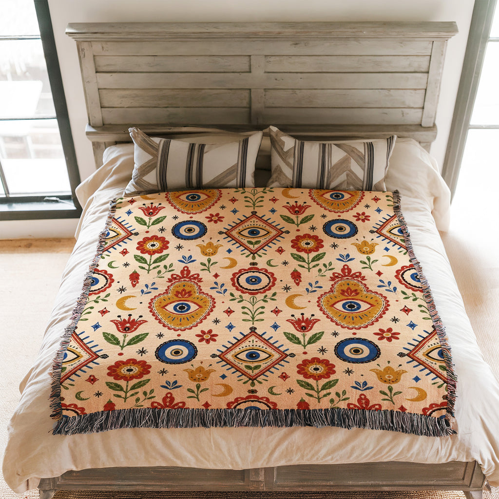 Folk Evil Eye Garden Blanket