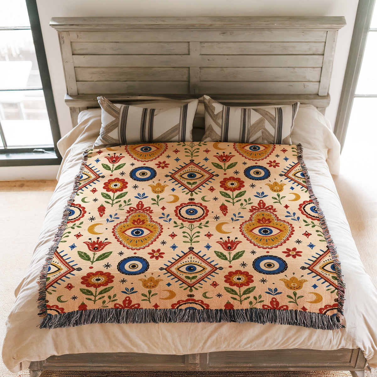 Folk Evil Eye Garden Blanket