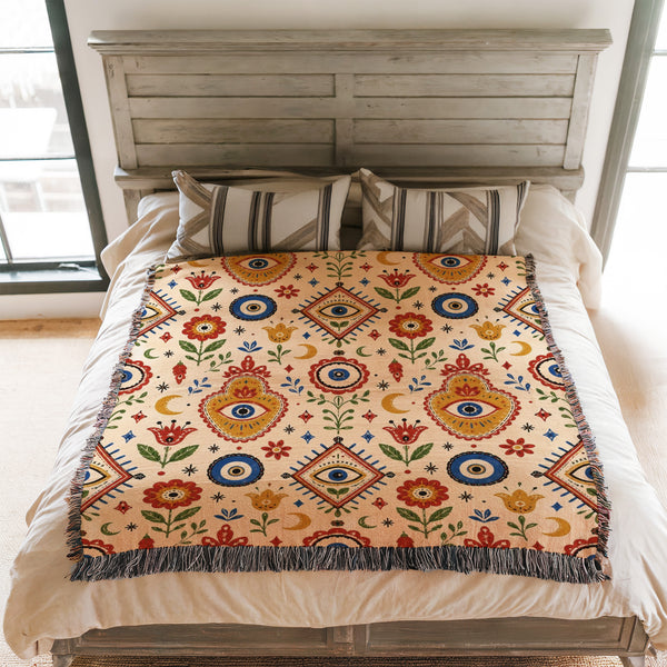 Folk Evil Eye Garden Blanket