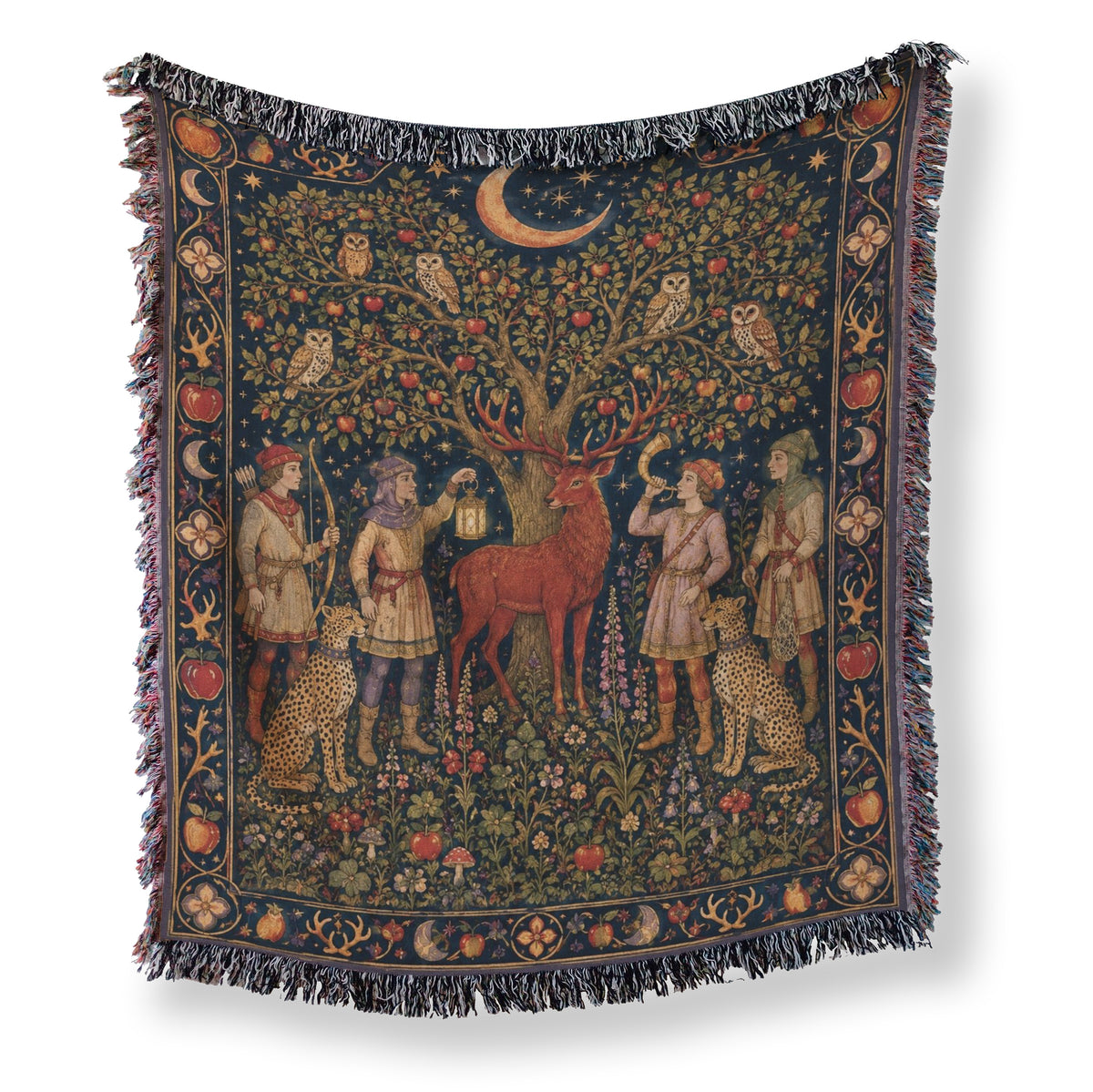 The Moonlit Stag Hunt Blanket Main image
