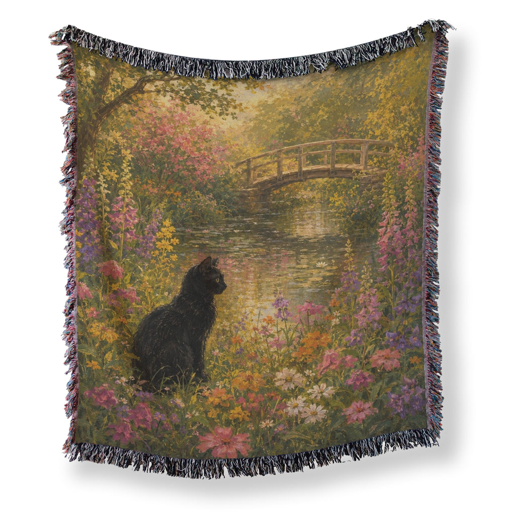 Wildflower Pond Black Cat Blanket