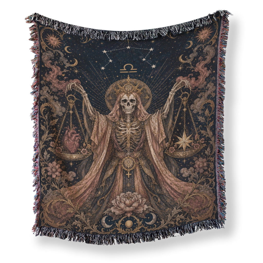 Libra Heart & Star Scales – Gothic Zodiac Blanket
