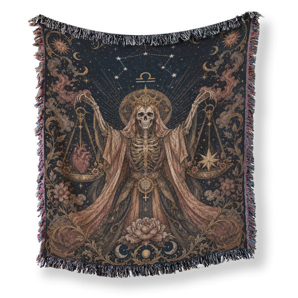 Libra Heart & Star Scales – Gothic Zodiac Blanket