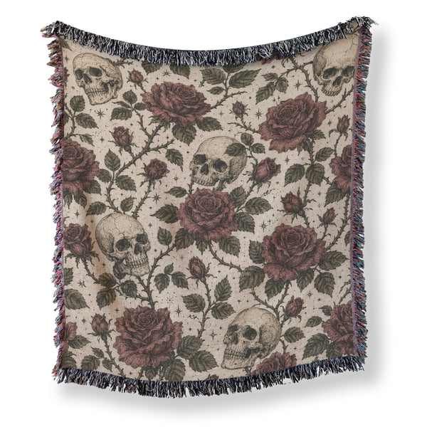 Skulls & Crimson Roses Blanket