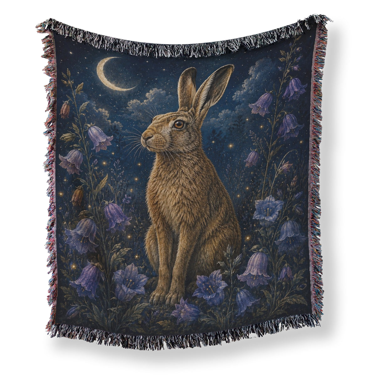 Moonlit Hare & Bluebell Blanket