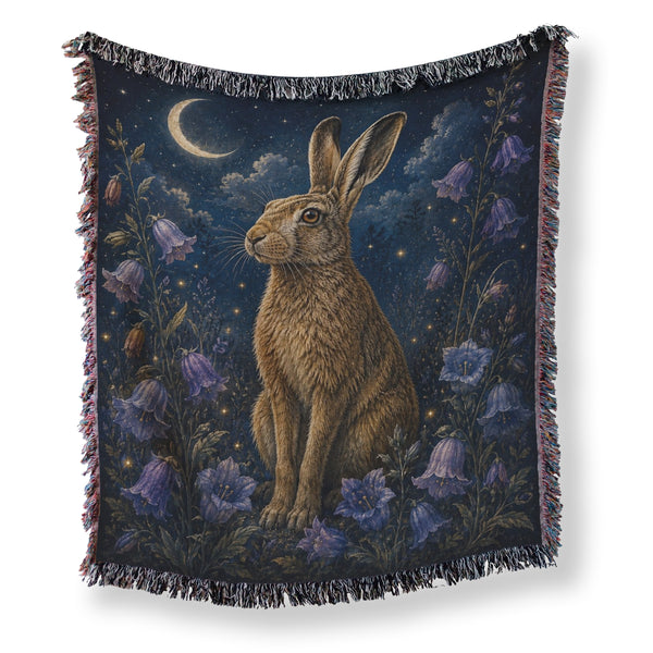 Moonlit Hare & Bluebell Blanket