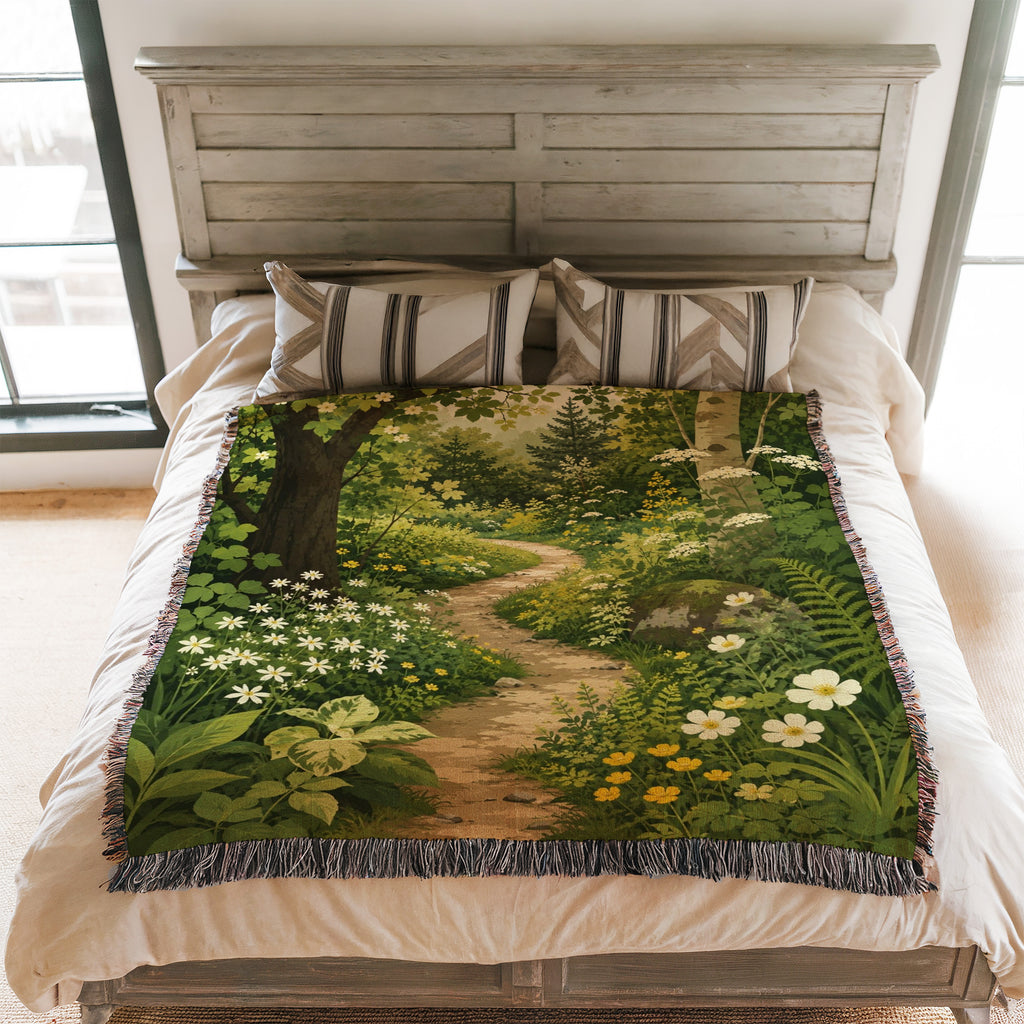 The Sunlit Woodland Path Blanket