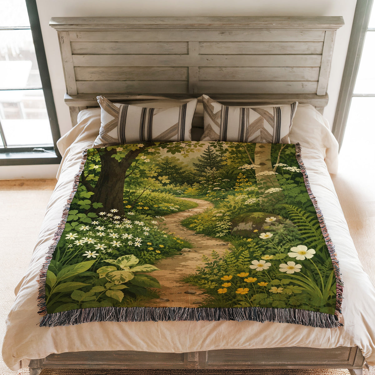 The Sunlit Woodland Path Blanket