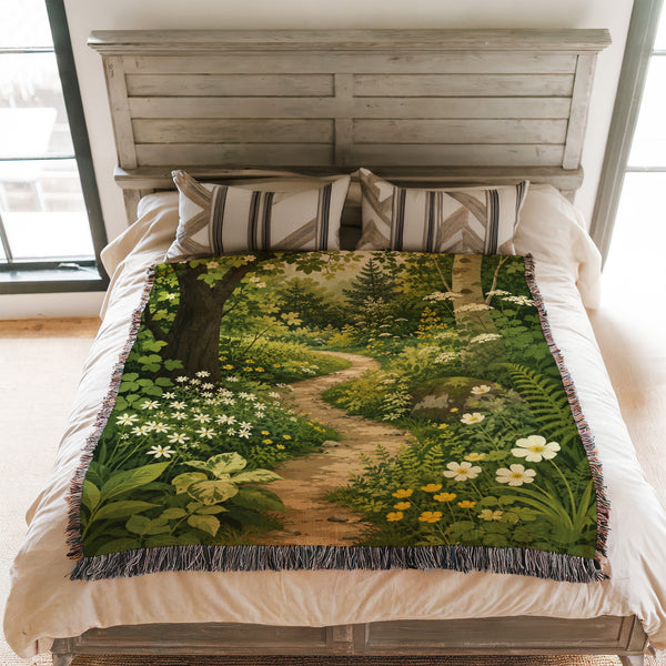 The Sunlit Woodland Path Blanket