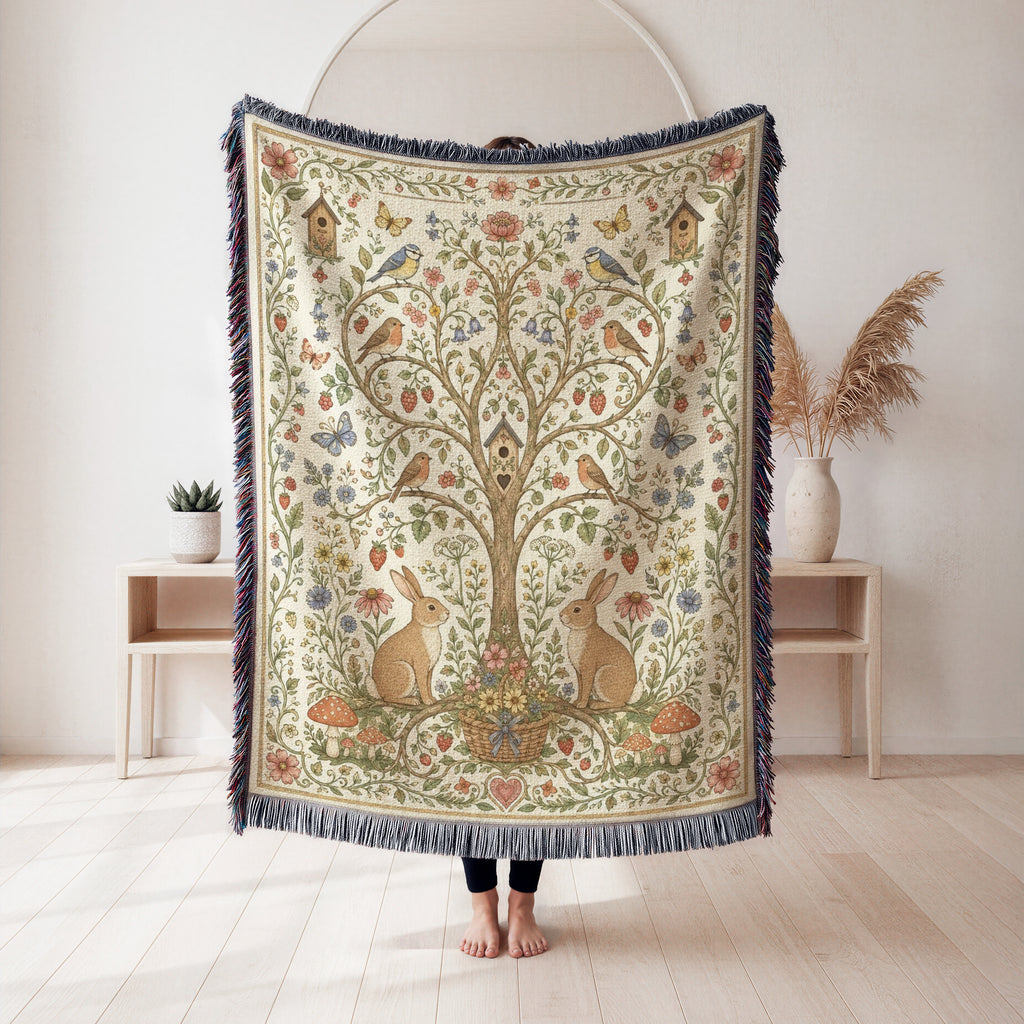Rabbit Garden Tree of Life Blanket