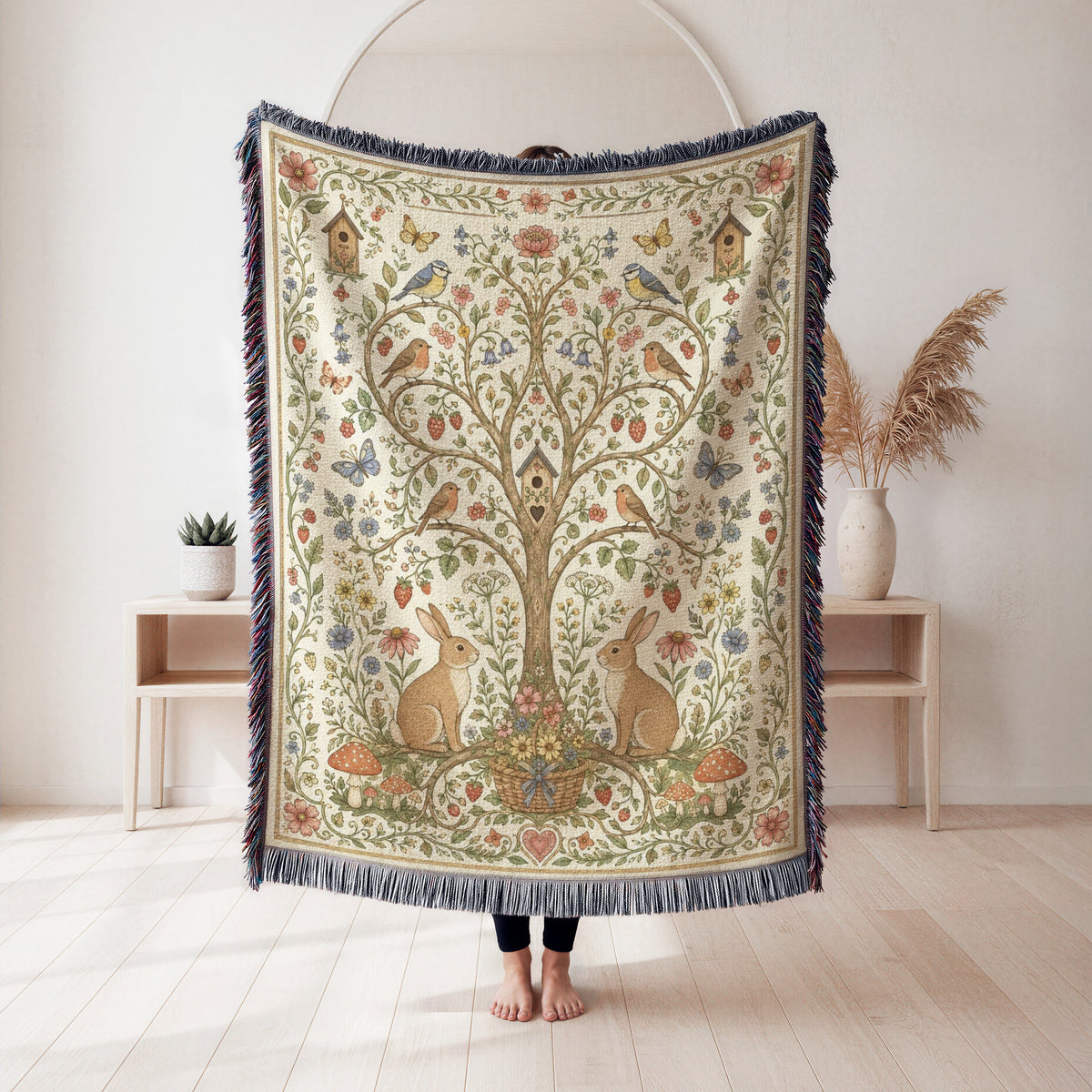 Rabbit Garden Tree of Life Blanket