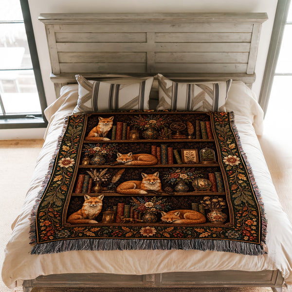 Foxes of the Old Library Blanket