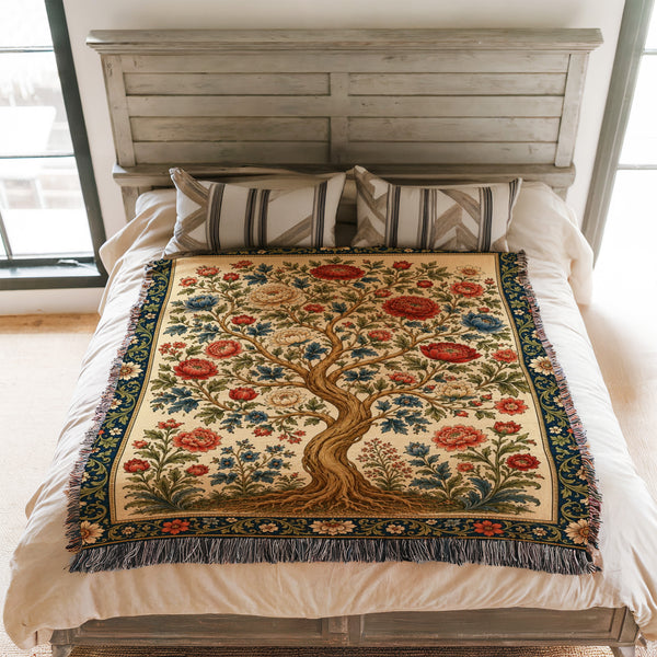 Royal Garden Tree Woven Blanket