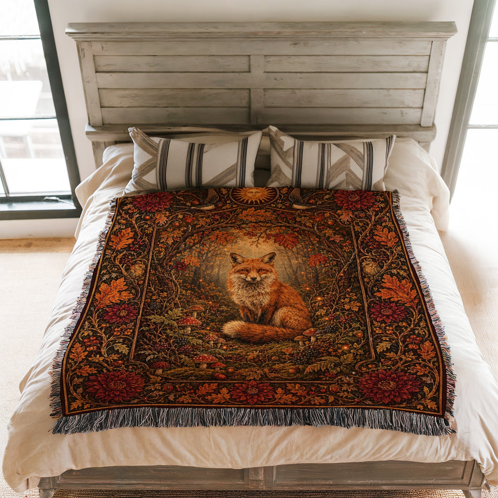 Autumn Woodland Fox Blanket