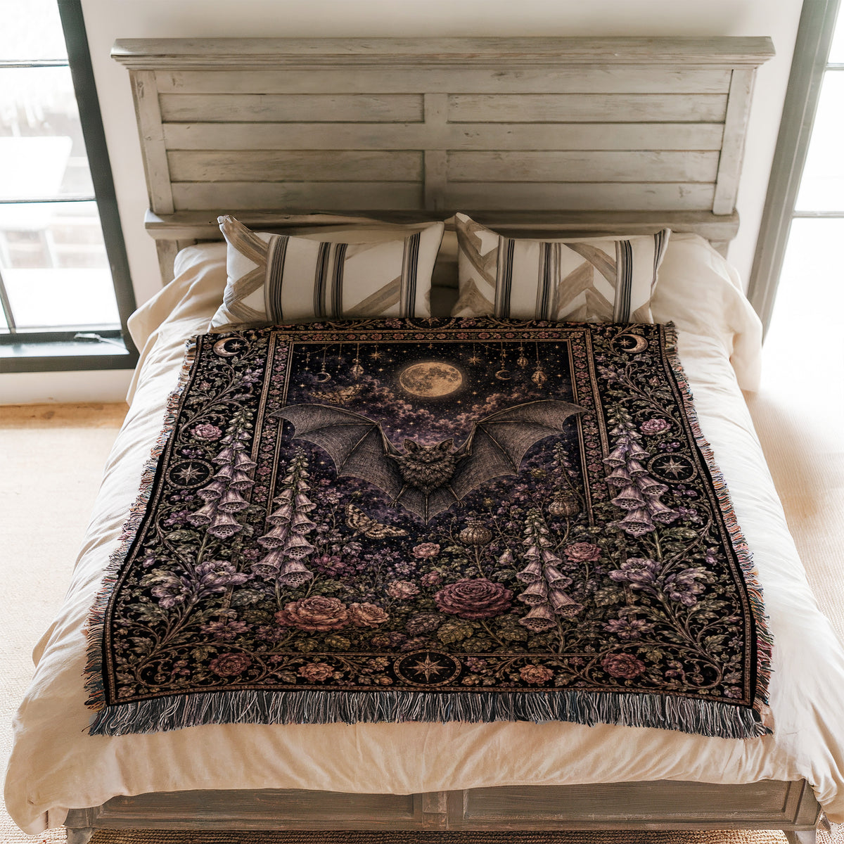 Moonlit Bat Garden Blanket