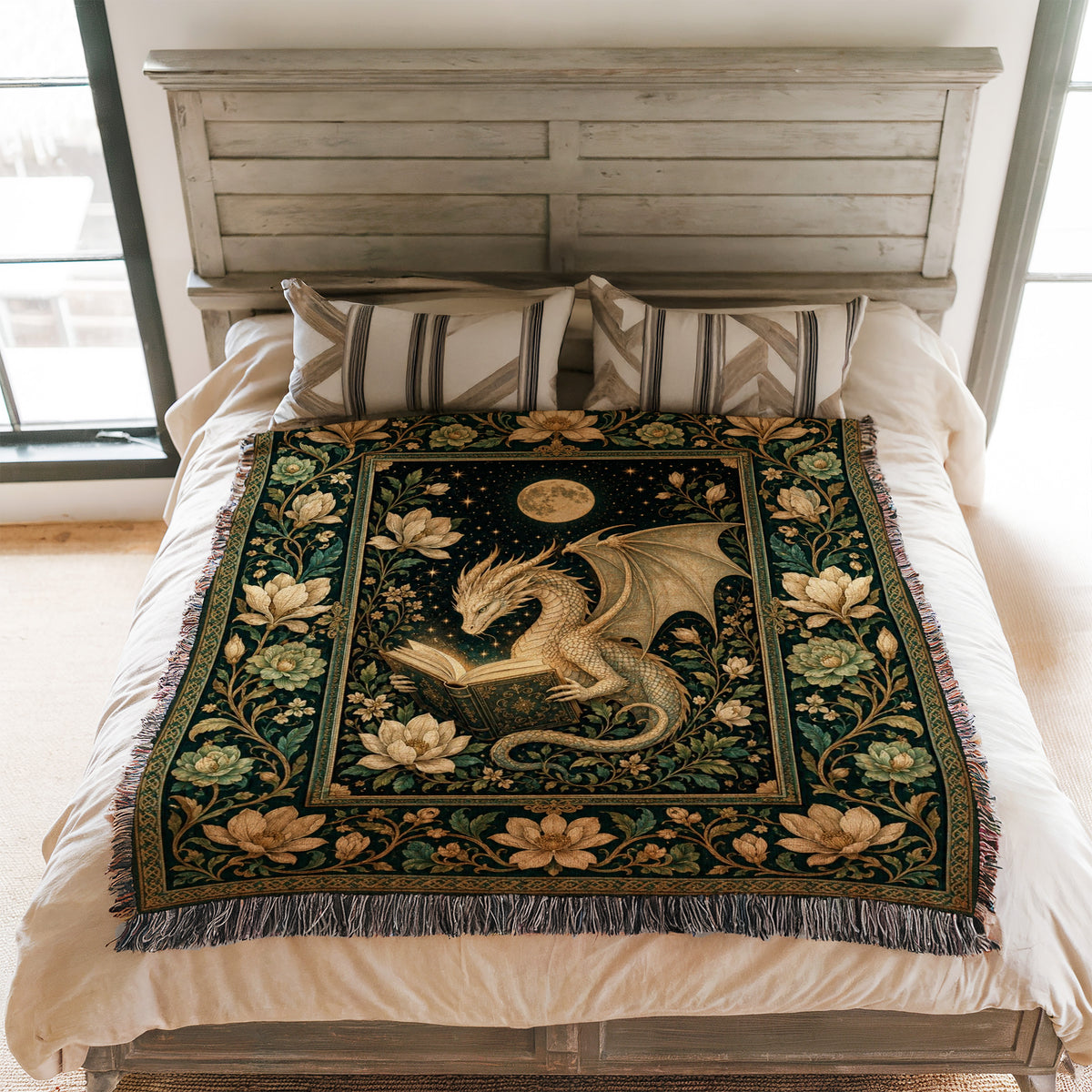 Moonlit Magnolia Dragon Reader Blanket