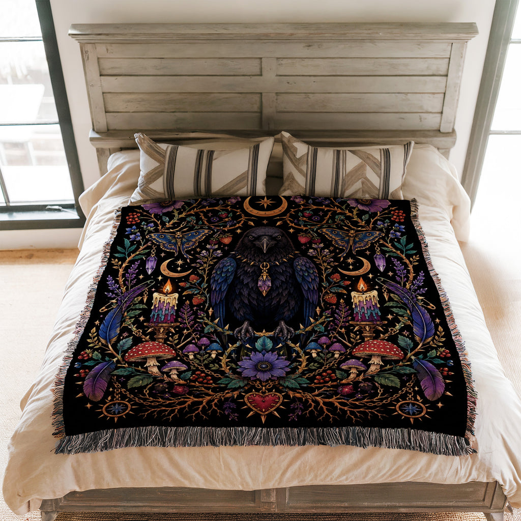 Midnight Raven Moon Blanket