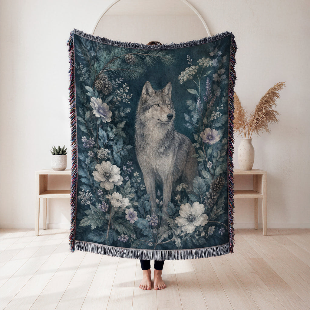 Blue Moon Wolf Blanket