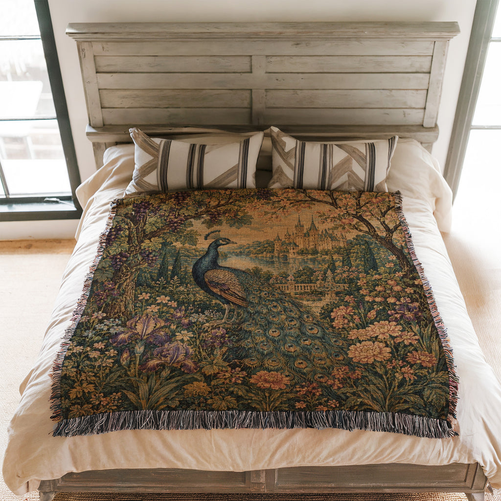 The Peacock of the Lakeside Castle Blanket