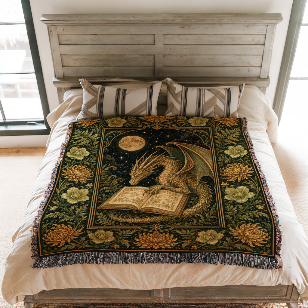 Golden Garden Dragon Reader Blanket