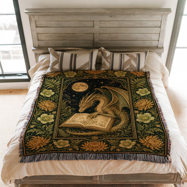 Golden Garden Dragon Reader Blanket