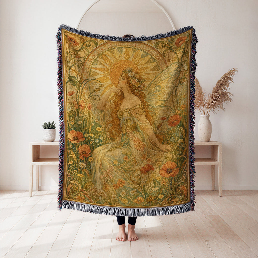 Sunlit Art Nouveau Fairy Blanket