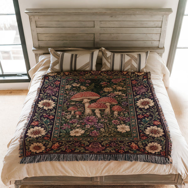 The Enchanted Toadstool Garden Blanket