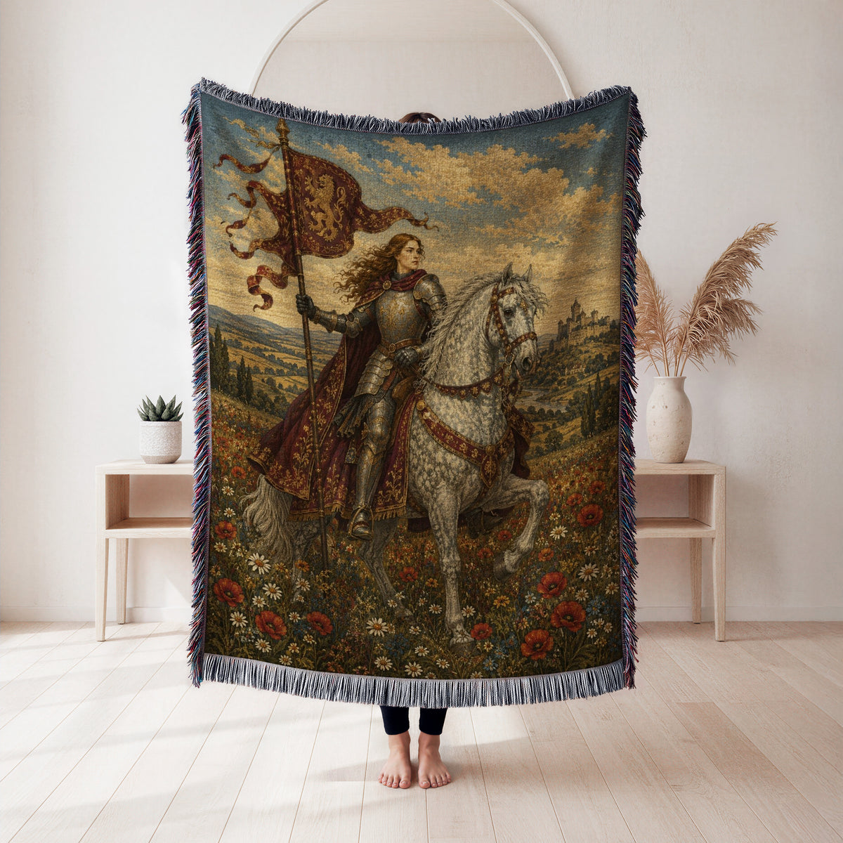 The Lady of the Lion Banner Blanket