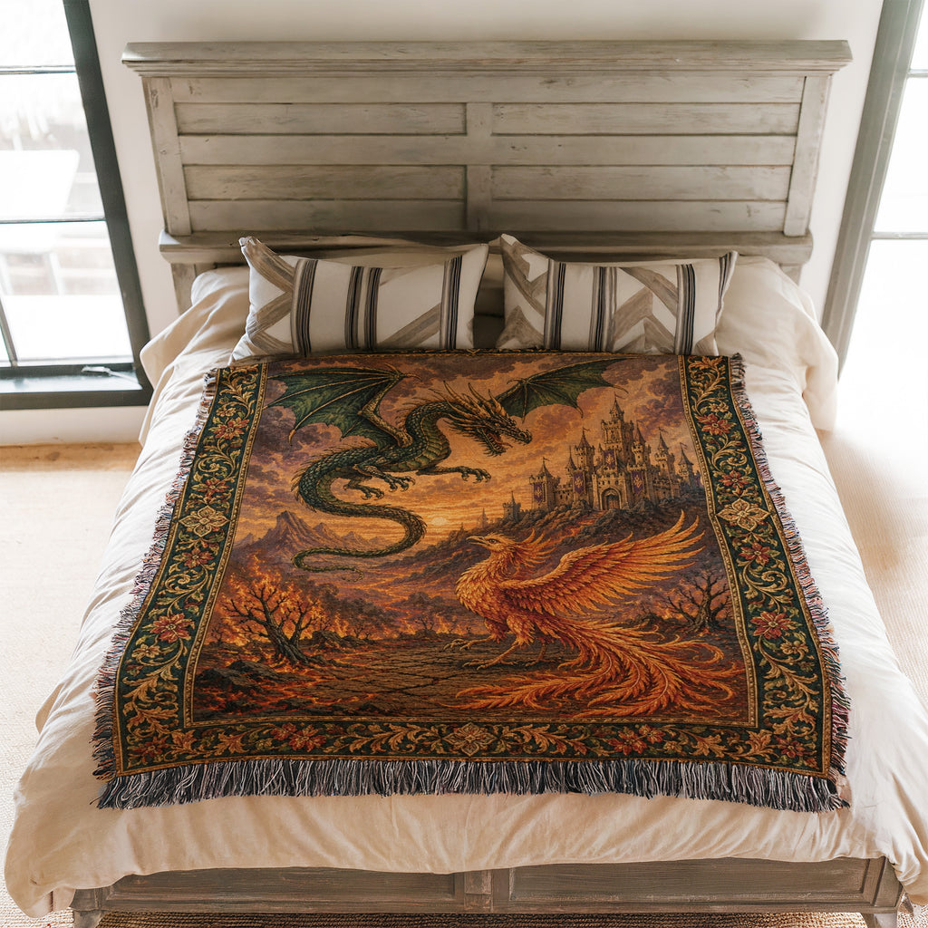 The Dragon & Phoenix at Dusk Blanket