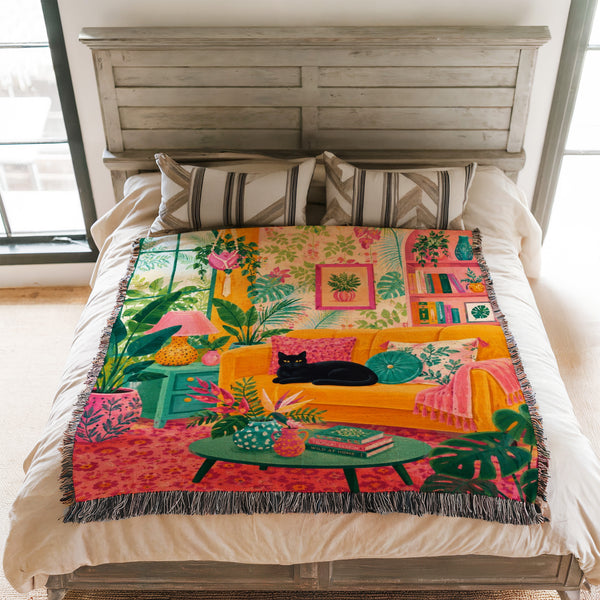 Tropical Home Black Cat Blanket