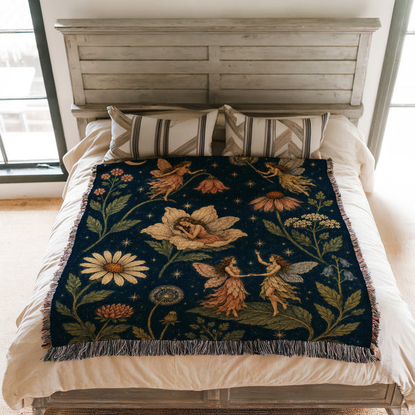 Midnight Wildflower Fairies Blanket