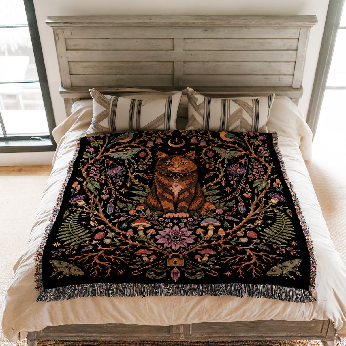Moonlit Cat Garden Blanket
