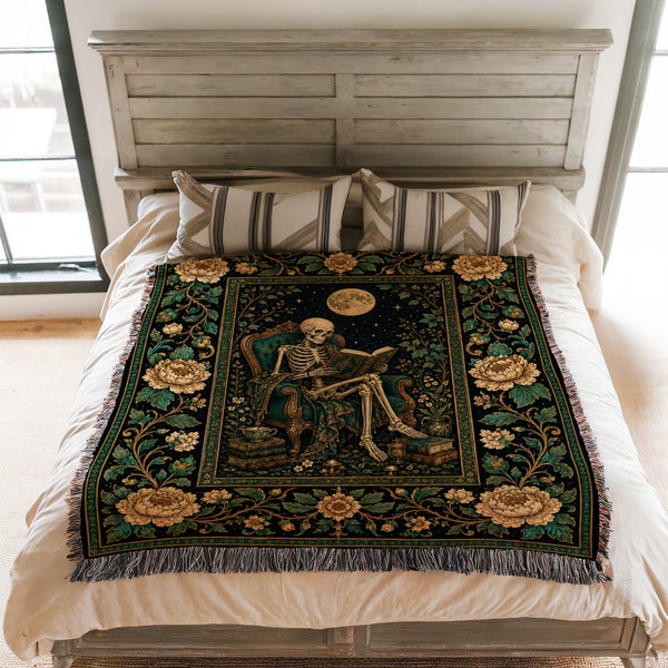 The Emerald Chair Skeleton Reader Blanket