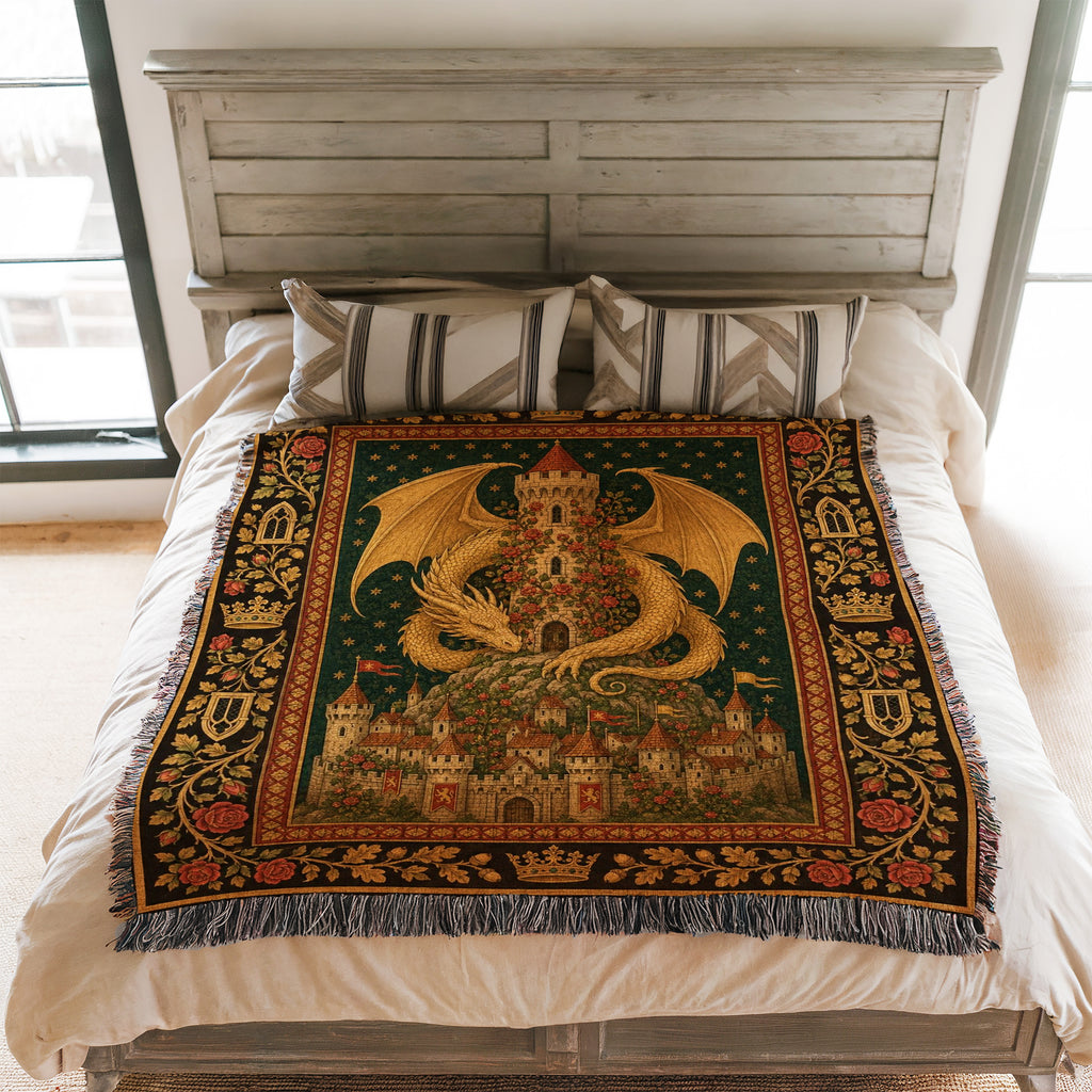 The Golden Dragon Tower Blanket