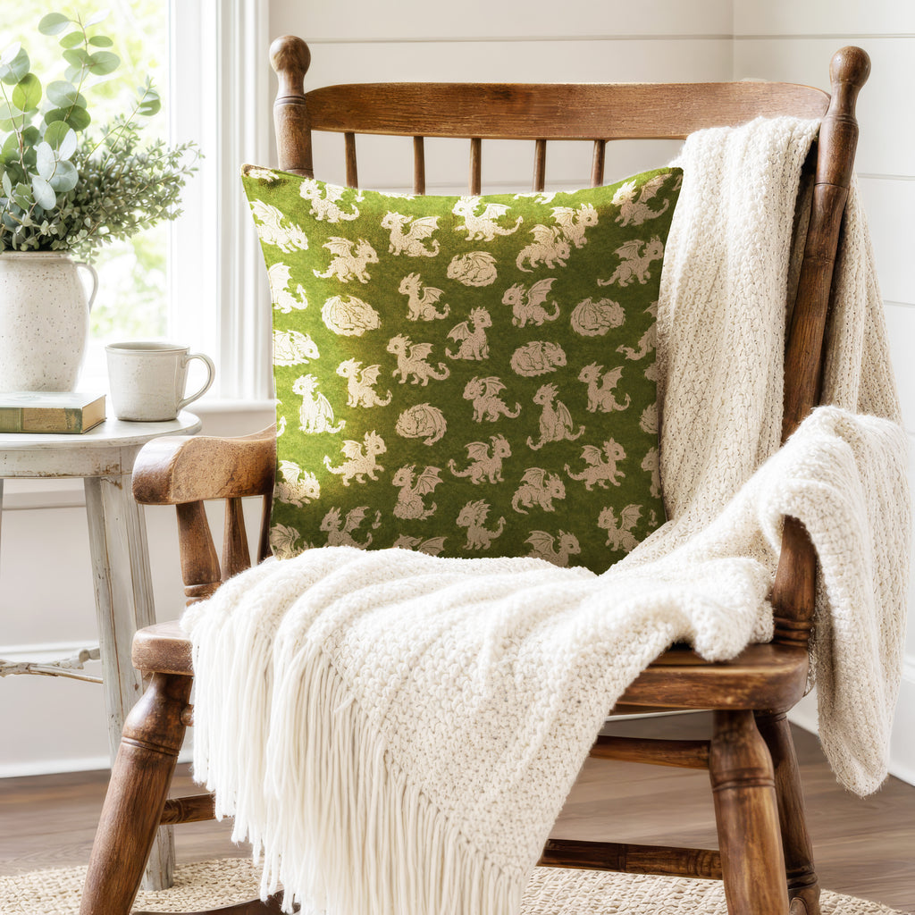 Little Green Dragons – Woodland Fantasy Pillow