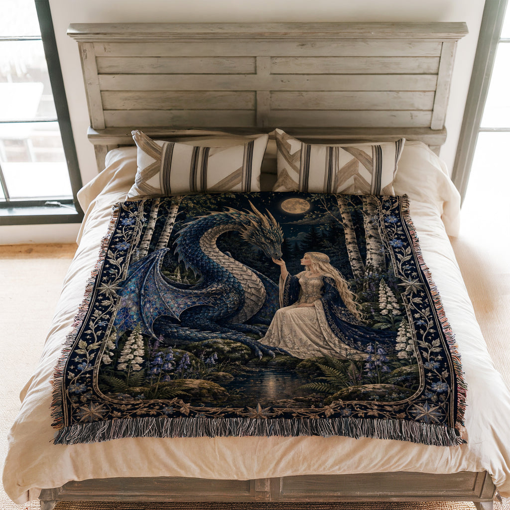 The Moonlit Dragon Maiden Blanket
