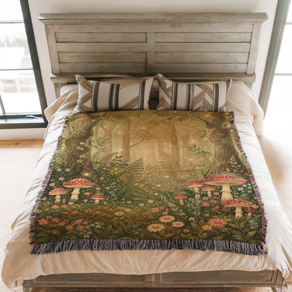 The Fairylight Mushroom Meadow Blanket