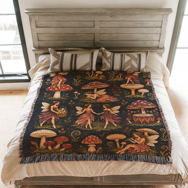 Mushroom Meadow Fairies Blanket