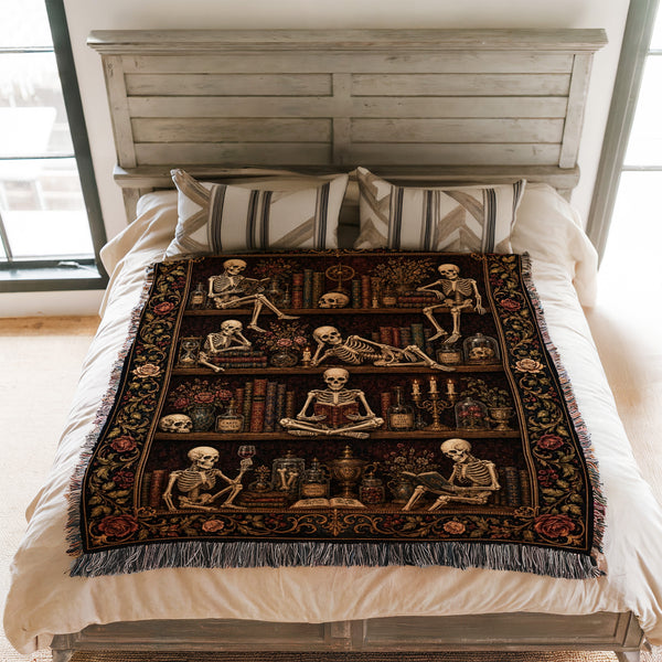 Skeleton Scholars Library Blanket