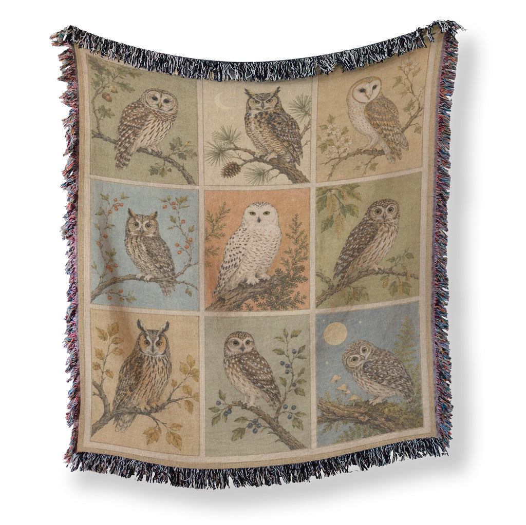 Vintage Woodland Owls Blanket