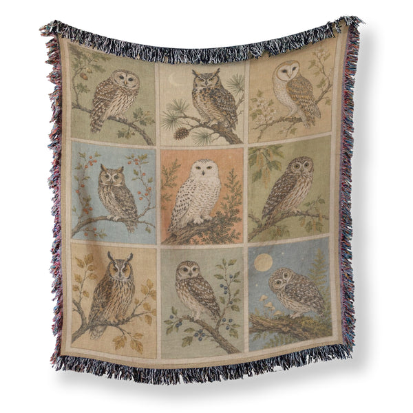 Vintage Woodland Owls Blanket