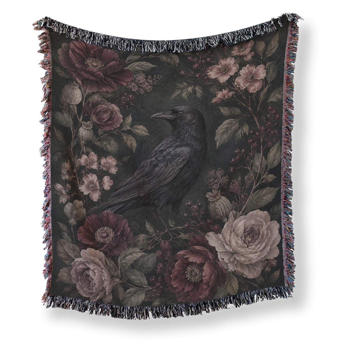 Dark Floral Raven Blanket Main image