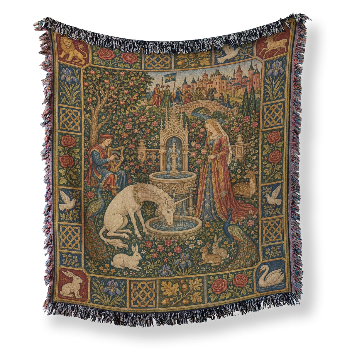 The Unicorn Fountain Garden Blanket